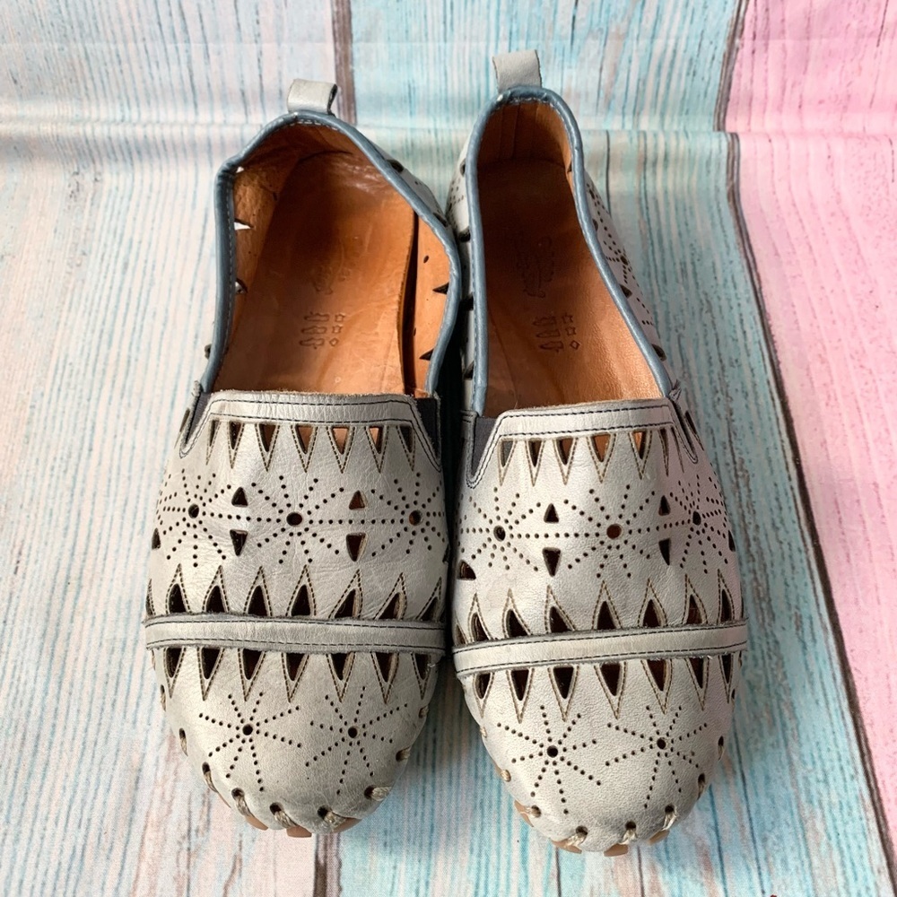 Baby blue spring step fusaro Perforated leather Slip-On Loafers - Picture 3 of 12